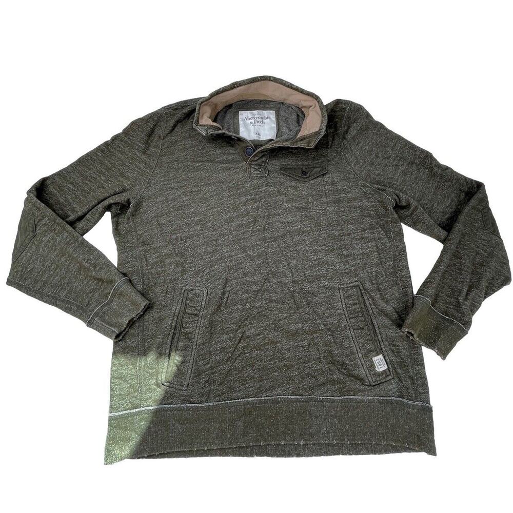 Abercrombie & Fitch Fleece Sweater Mens XXL Green 1/4 Zip Pullover Preppy